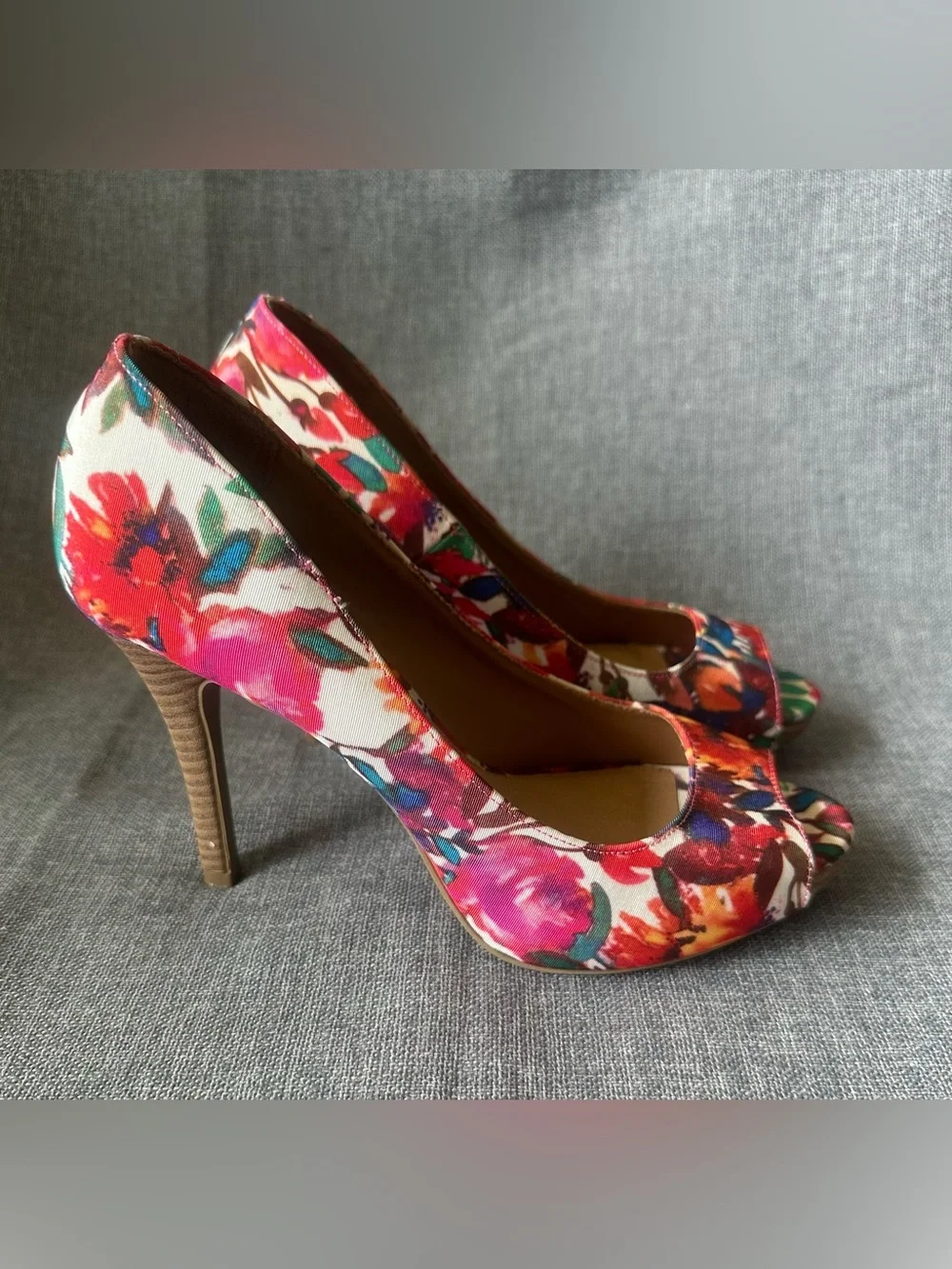 Christian Siriano Satin Floral High Heel Shoes